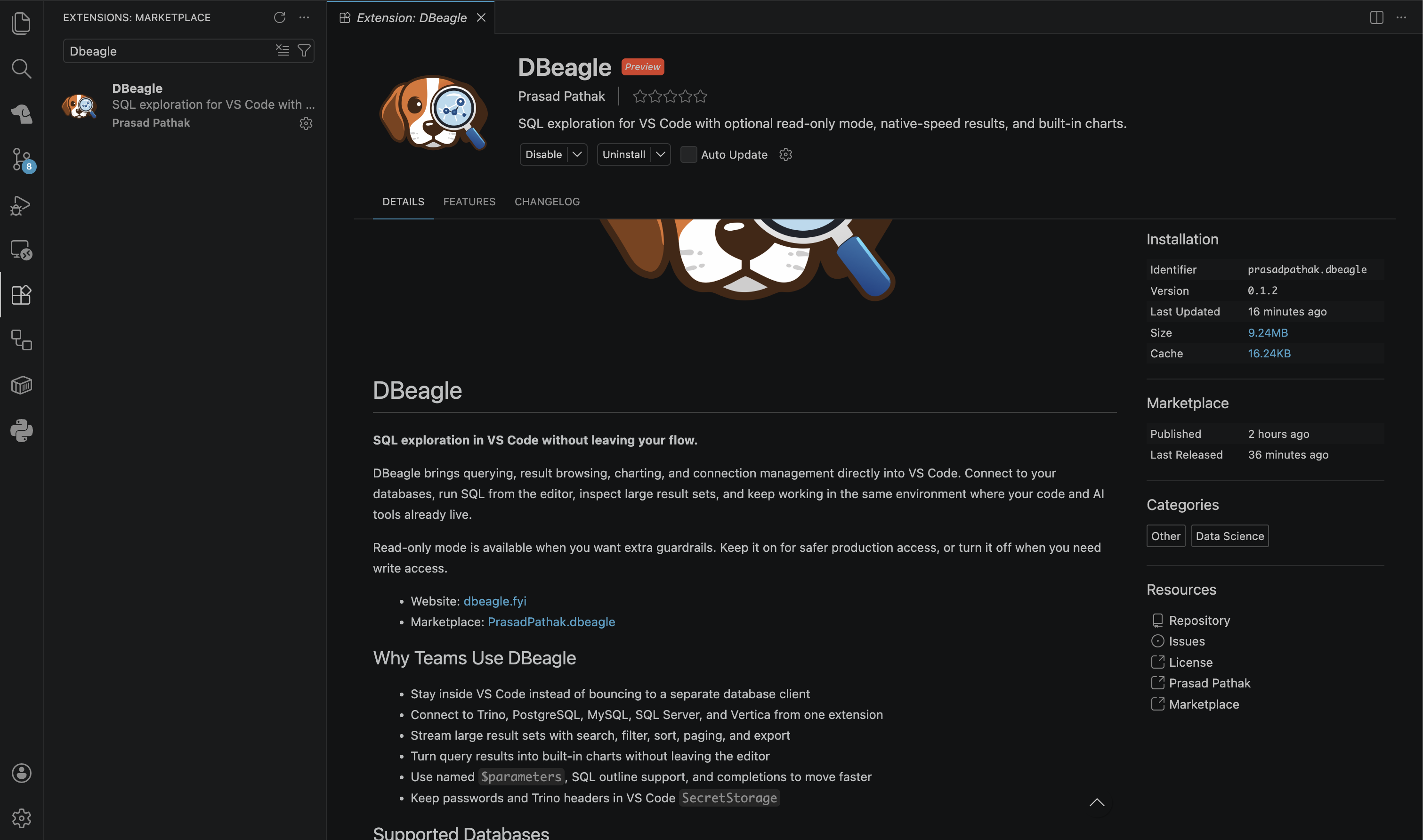 DBeagle Marketplace listing