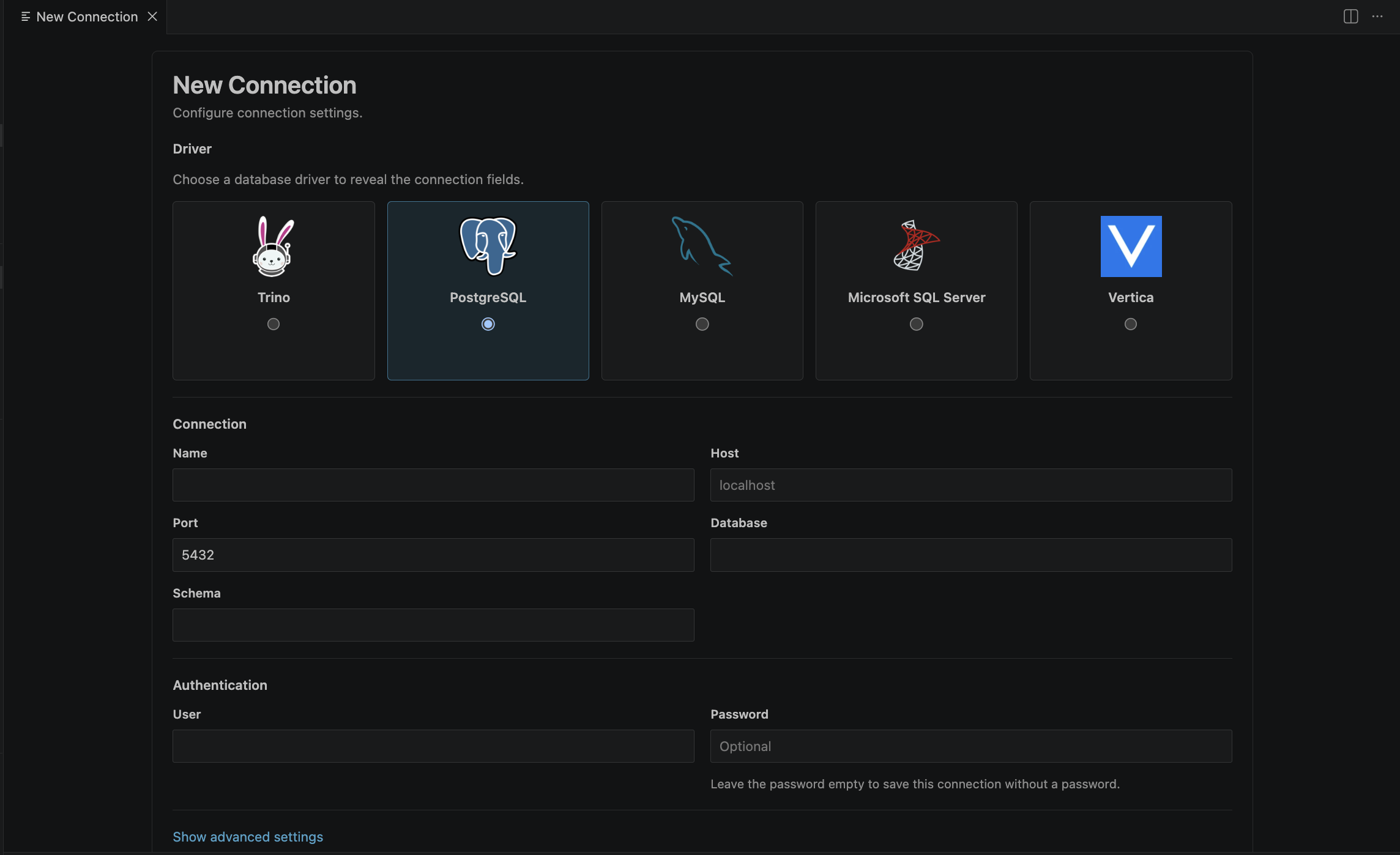 DBeagle connection form