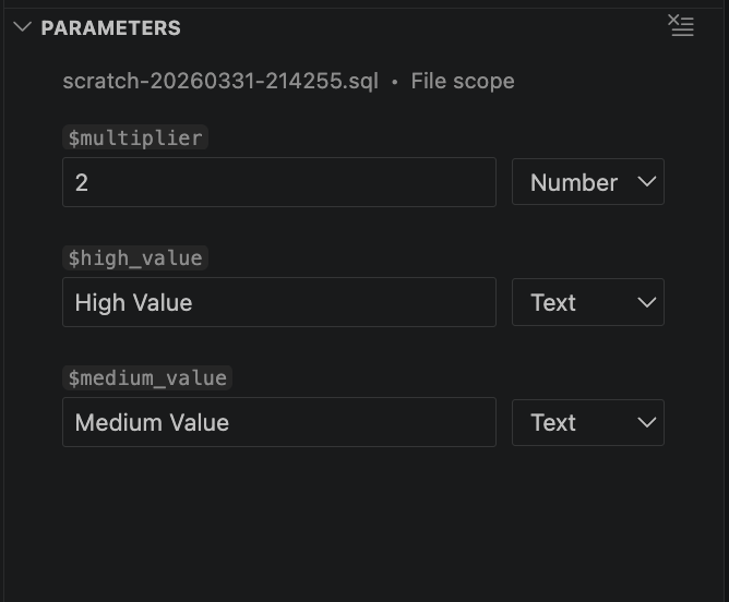 DBeagle parameters panel